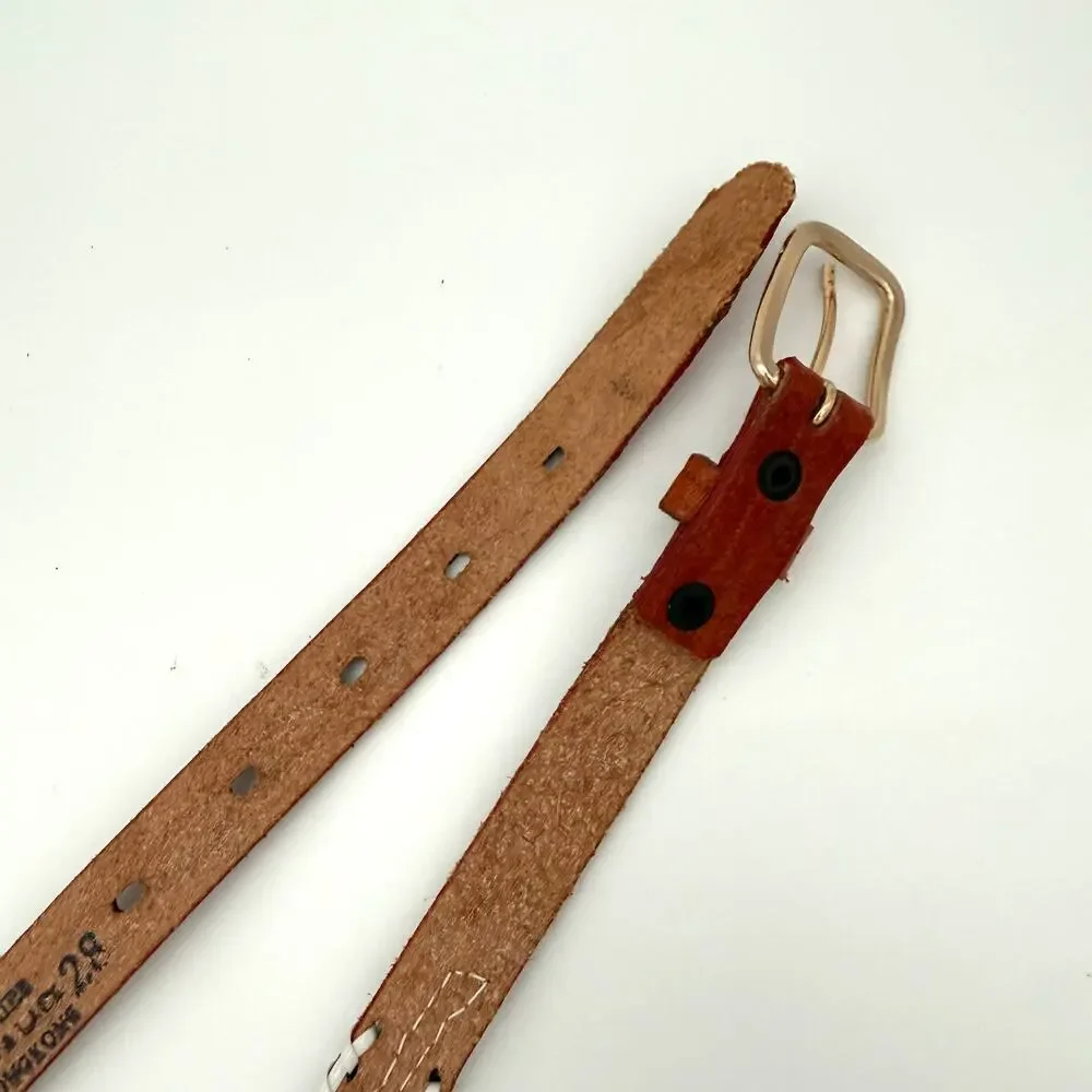 Vintage Hand Beaded Leather Belt Southwest Western Size 28